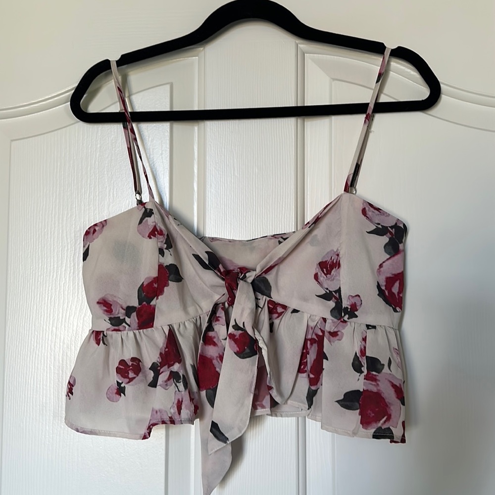 Tie front ruffle crop